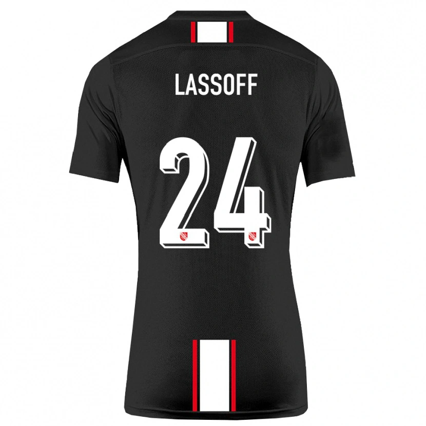Danxen Mujer Camiseta Matteo Lassoff #24 Negro Blanco 2ª Equipación 2025/26 La Camisa
