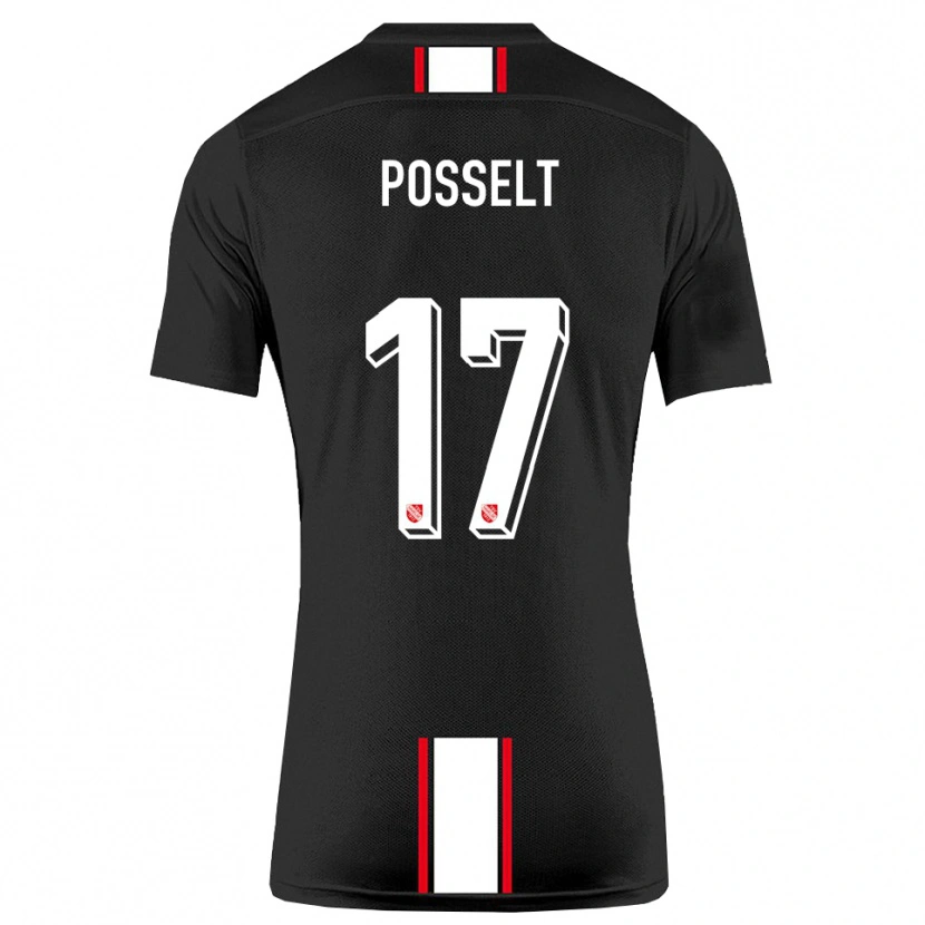 Danxen Mujer Camiseta John Posselt #17 Negro Blanco 2ª Equipación 2025/26 La Camisa