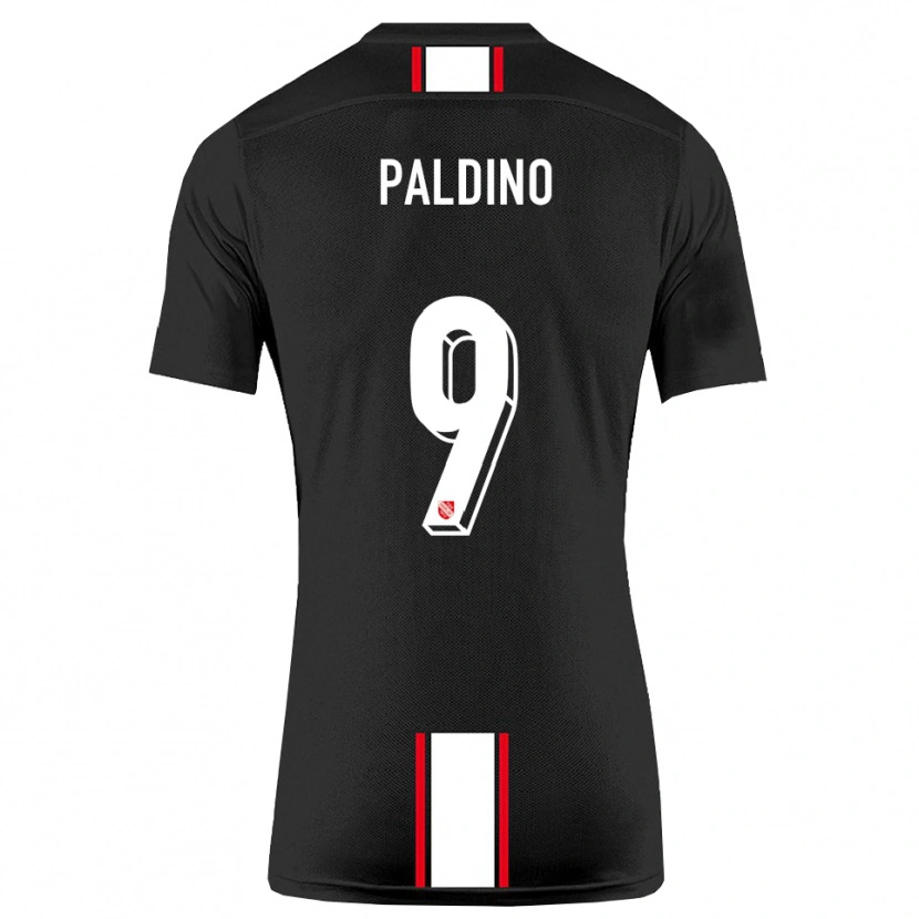 Danxen Mujer Camiseta Lorenzo Paldino #9 Negro Blanco 2ª Equipación 2025/26 La Camisa