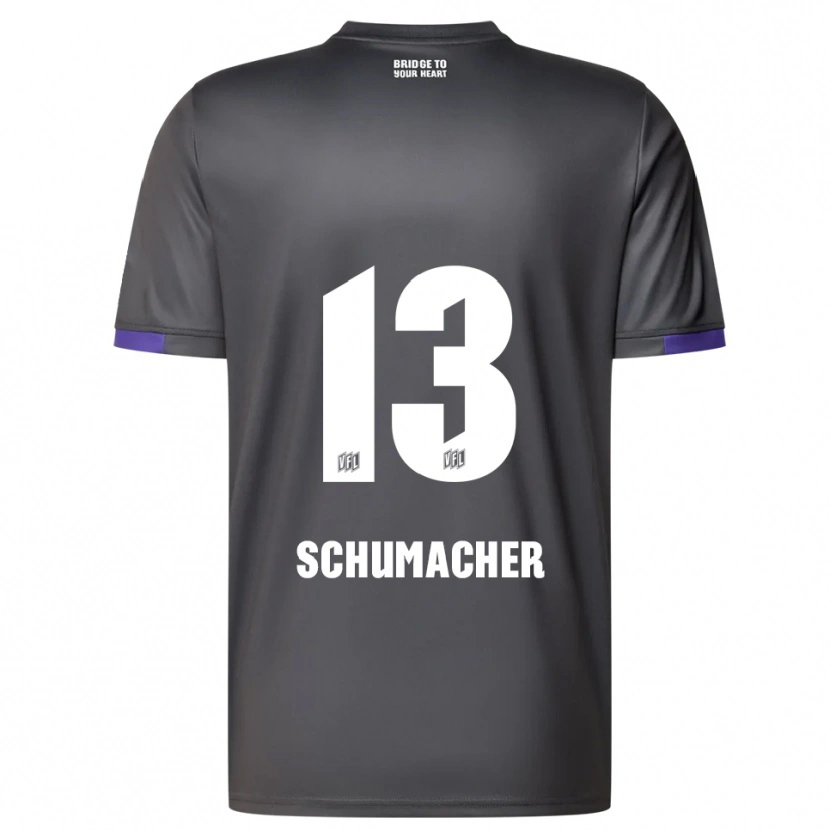 Danxen Mujer Camiseta Kevin Schumacher #13 Gris Púrpura 2ª Equipación 2025/26 La Camisa