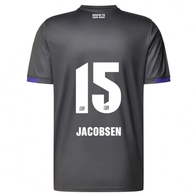 Danxen Mujer Camiseta Bjarke Jacobsen #15 Gris Púrpura 2ª Equipación 2025/26 La Camisa