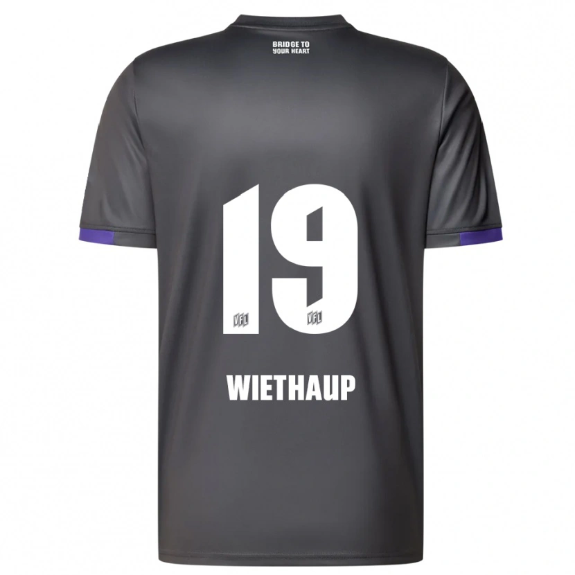 Danxen Mujer Camiseta Kevin Wiethaup #19 Gris Púrpura 2ª Equipación 2025/26 La Camisa