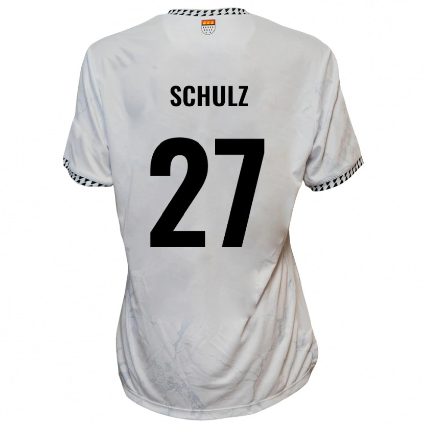 Danxen Mujer Camiseta Arne Schulz #27 Blanco Negro 2ª Equipación 2025/26 La Camisa