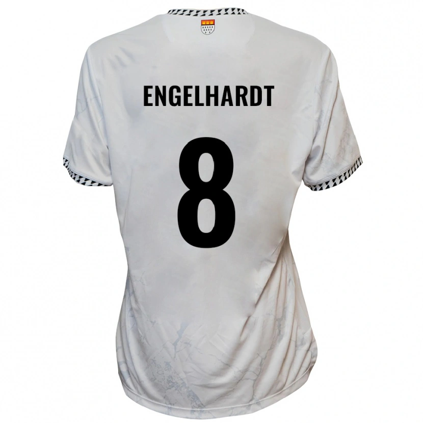 Danxen Mujer Camiseta Florian Engelhardt #8 Blanco Negro 2ª Equipación 2025/26 La Camisa