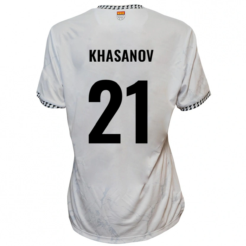 Danxen Mujer Camiseta Denys Khasanov #21 Blanco Negro 2ª Equipación 2025/26 La Camisa