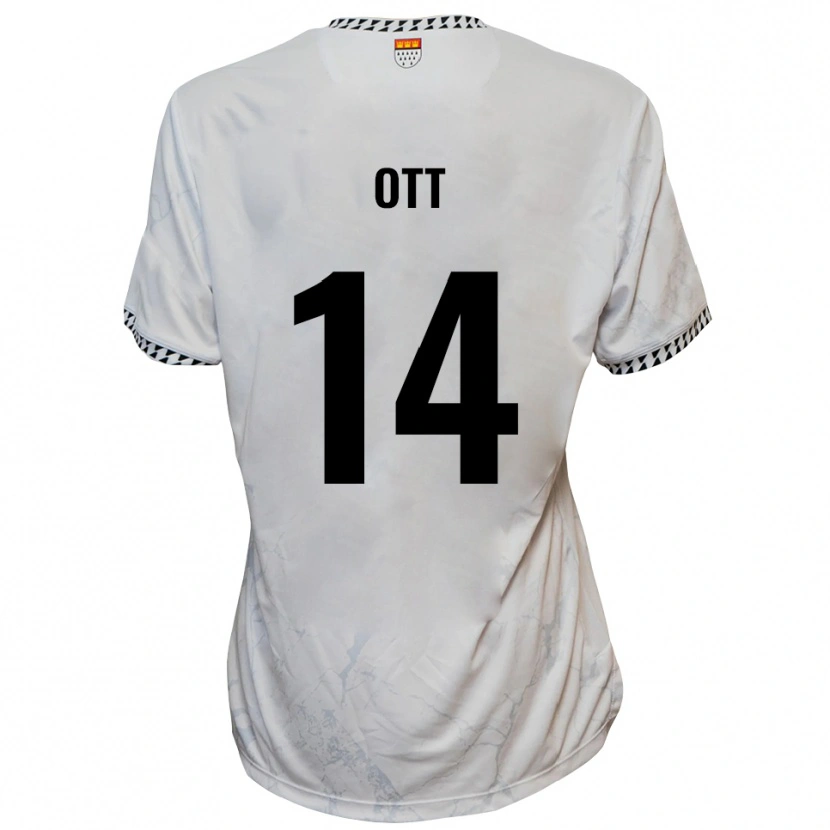 Danxen Mujer Camiseta Raphael Ott #14 Blanco Negro 2ª Equipación 2025/26 La Camisa
