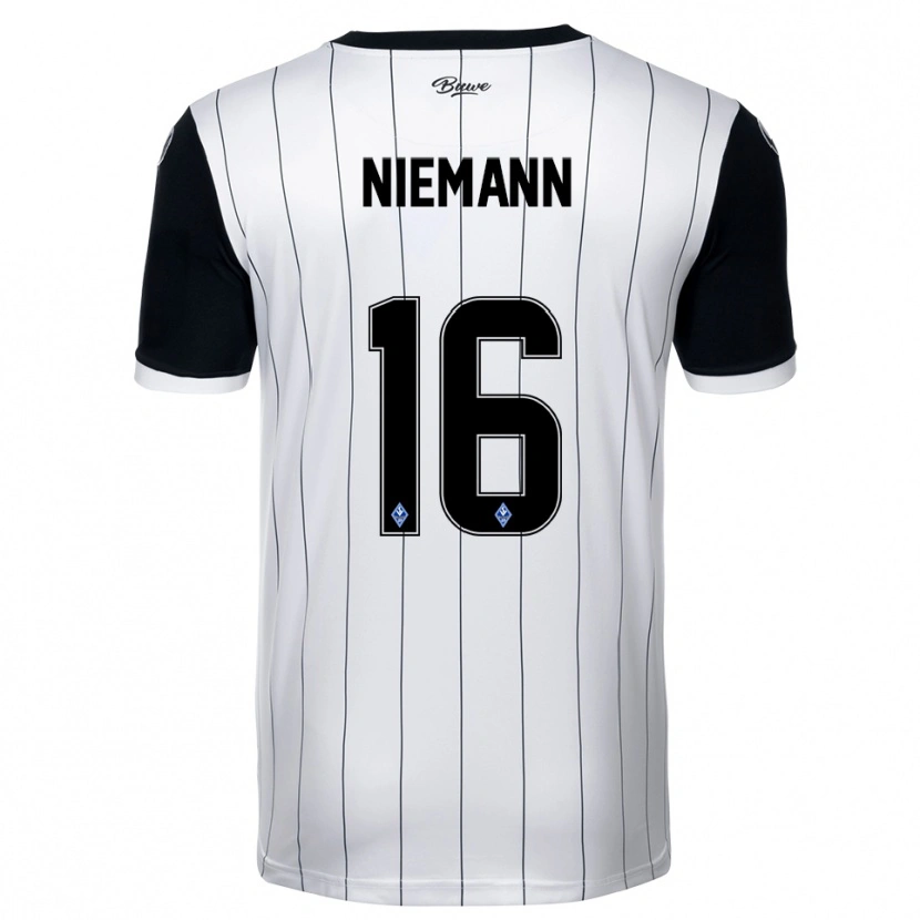 Danxen Mujer Camiseta Jan Niemann #16 Blanco Negro 2ª Equipación 2025/26 La Camisa