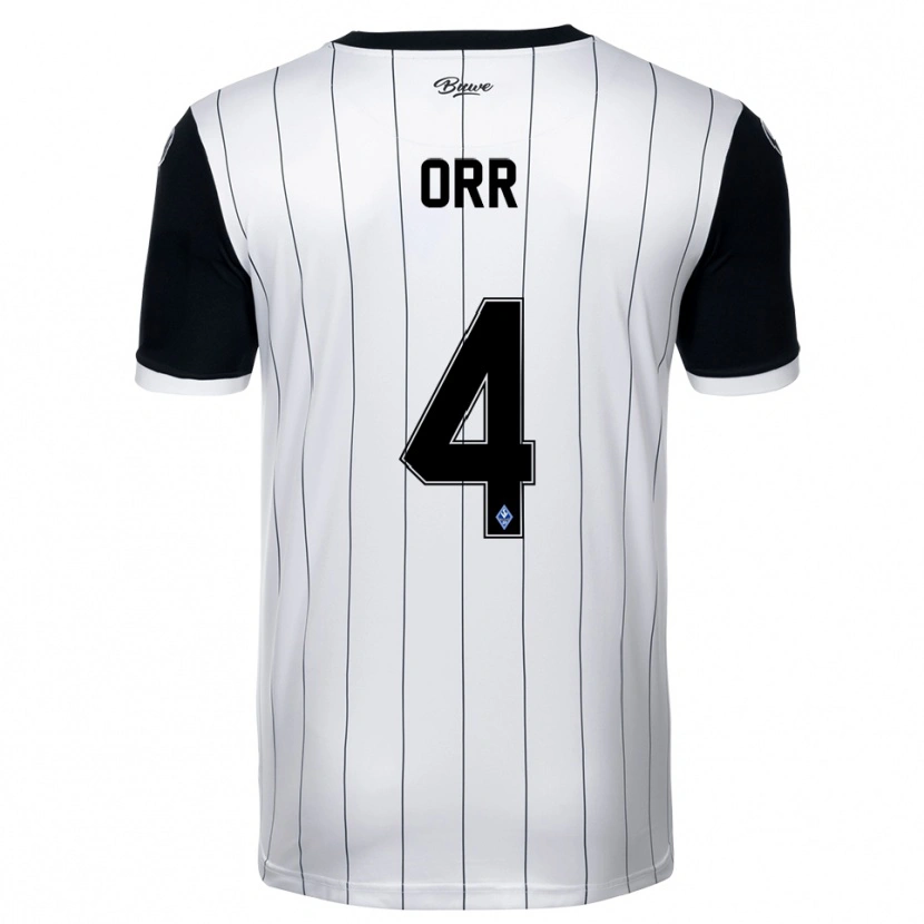 Danxen Mujer Camiseta George Orr #4 Blanco Negro 2ª Equipación 2025/26 La Camisa