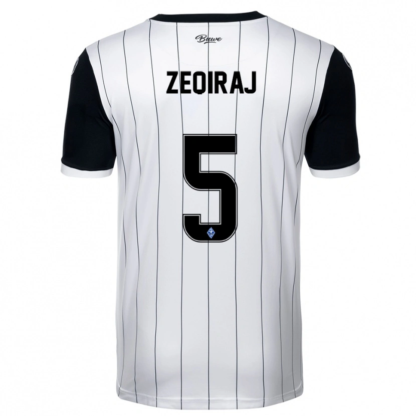 Danxen Mujer Camiseta Arlind Zeqiraj #5 Blanco Negro 2ª Equipación 2025/26 La Camisa