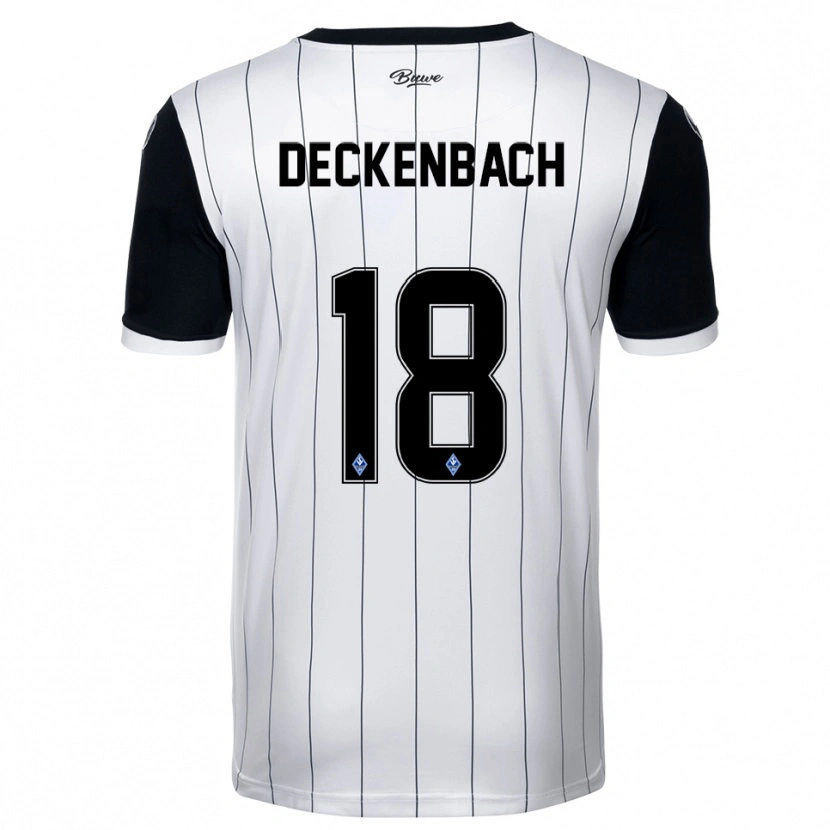 Danxen Mujer Camiseta Elias Deckenbach #18 Blanco Negro 2ª Equipación 2025/26 La Camisa
