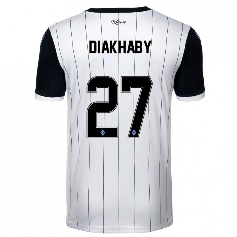 Danxen Mujer Camiseta Adama Diakhaby #27 Blanco Negro 2ª Equipación 2025/26 La Camisa