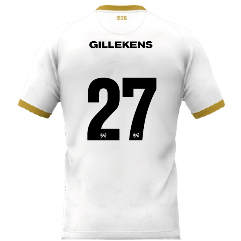 Danxen Mujer Camiseta Jordy Gillekens #27 Blanco Dorado 2ª Equipación 2025/26 La Camisa