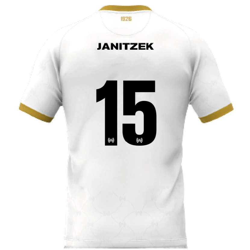 Danxen Mujer Camiseta Justin Janitzek #15 Blanco Dorado 2ª Equipación 2025/26 La Camisa