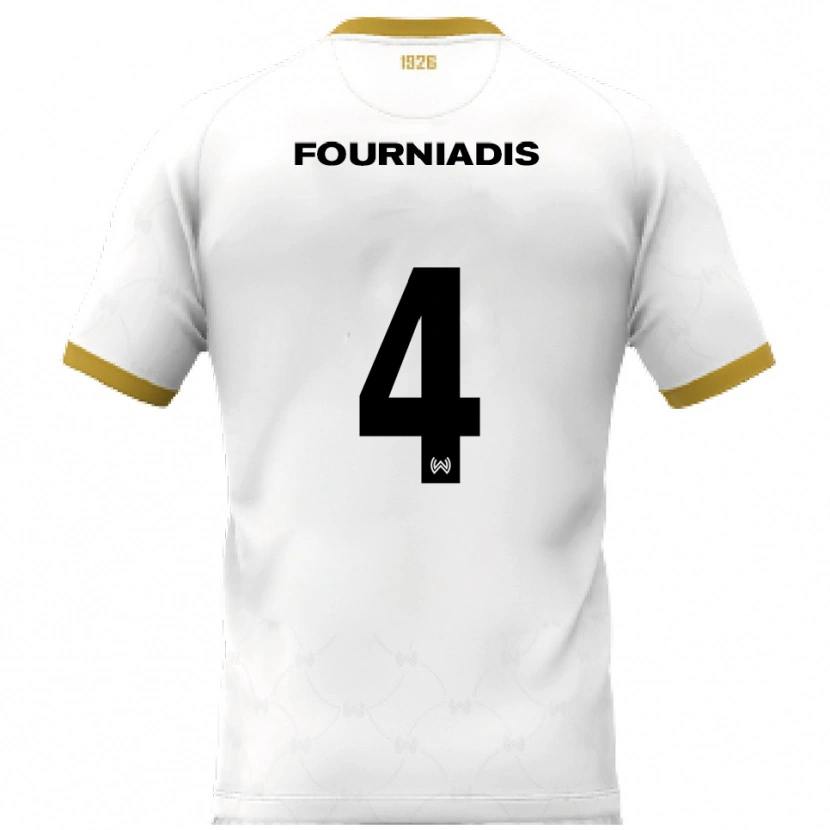 Danxen Mujer Camiseta Linos Fourniadis #4 Blanco Dorado 2ª Equipación 2025/26 La Camisa