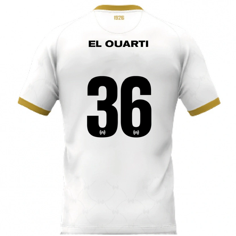 Danxen Mujer Camiseta Nassim El Ouarti #36 Blanco Dorado 2ª Equipación 2025/26 La Camisa