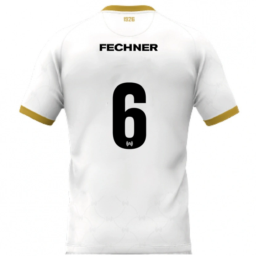 Danxen Mujer Camiseta Gino Fechner #6 Blanco Dorado 2ª Equipación 2025/26 La Camisa