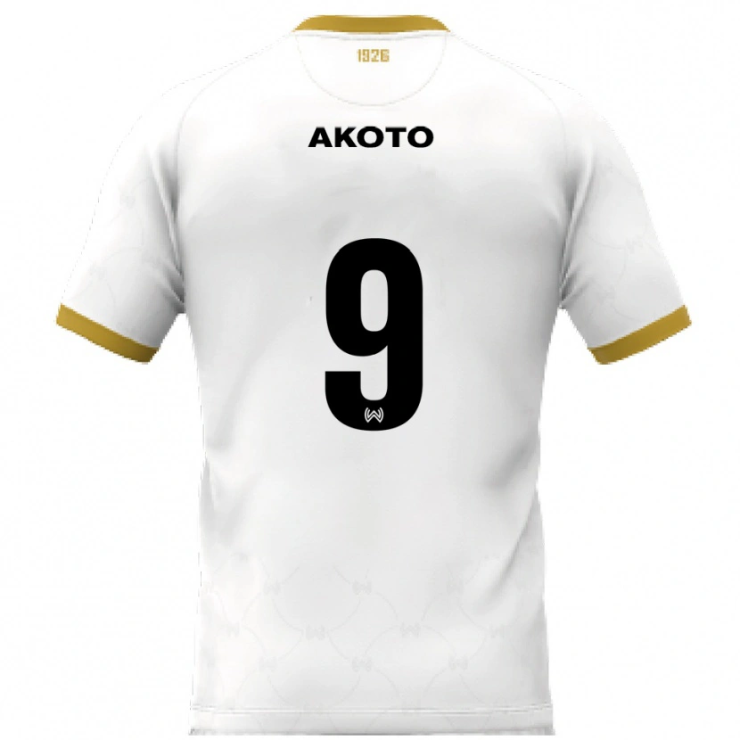 Danxen Mujer Camiseta Theophilus Akoto #9 Blanco Dorado 2ª Equipación 2025/26 La Camisa