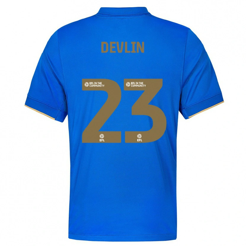 Danxen Niño Camiseta Charlotte Devlin #23 Azul Oro 1ª Equipación 2025/26 La Camisa