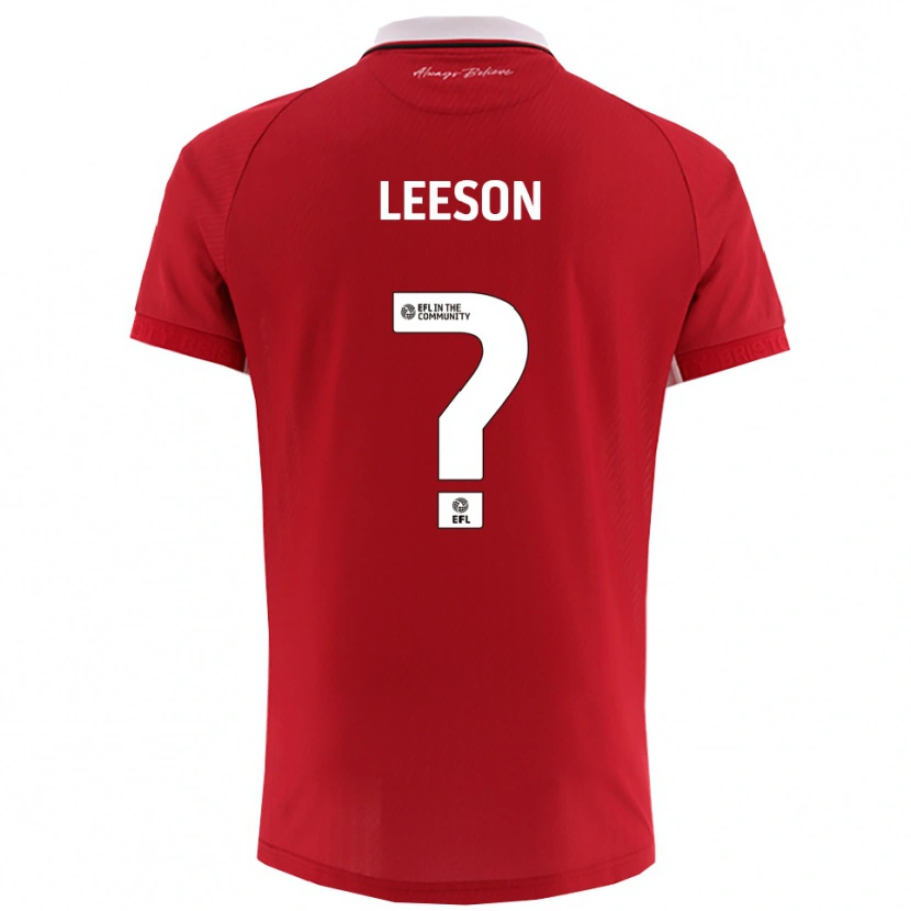 Danxen Niño Camiseta Harry Leeson #0 Rojo Blanco 1ª Equipación 2025/26 La Camisa