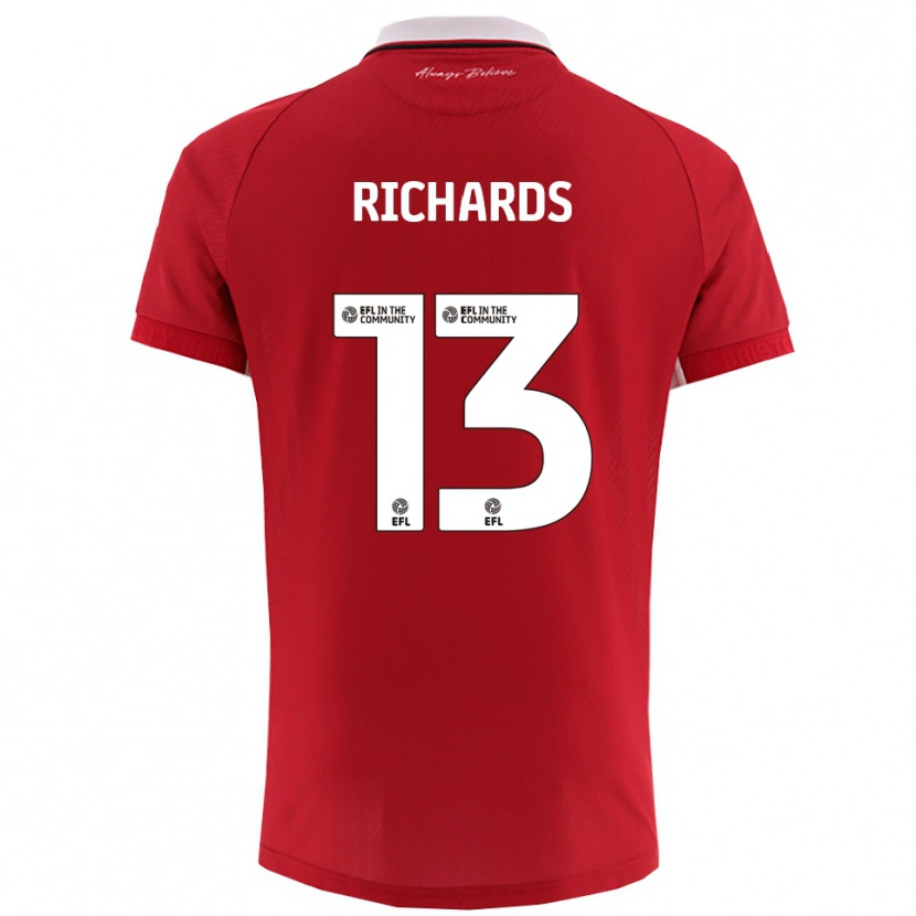 Danxen Niño Camiseta Harvey Wiles-Richards #13 Rojo Blanco 1ª Equipación 2025/26 La Camisa