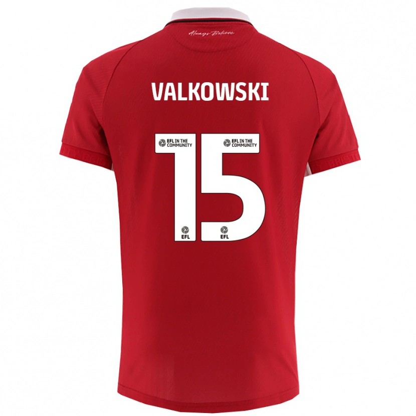 Danxen Niño Camiseta Pawel Valkowski #15 Rojo Blanco 1ª Equipación 2025/26 La Camisa