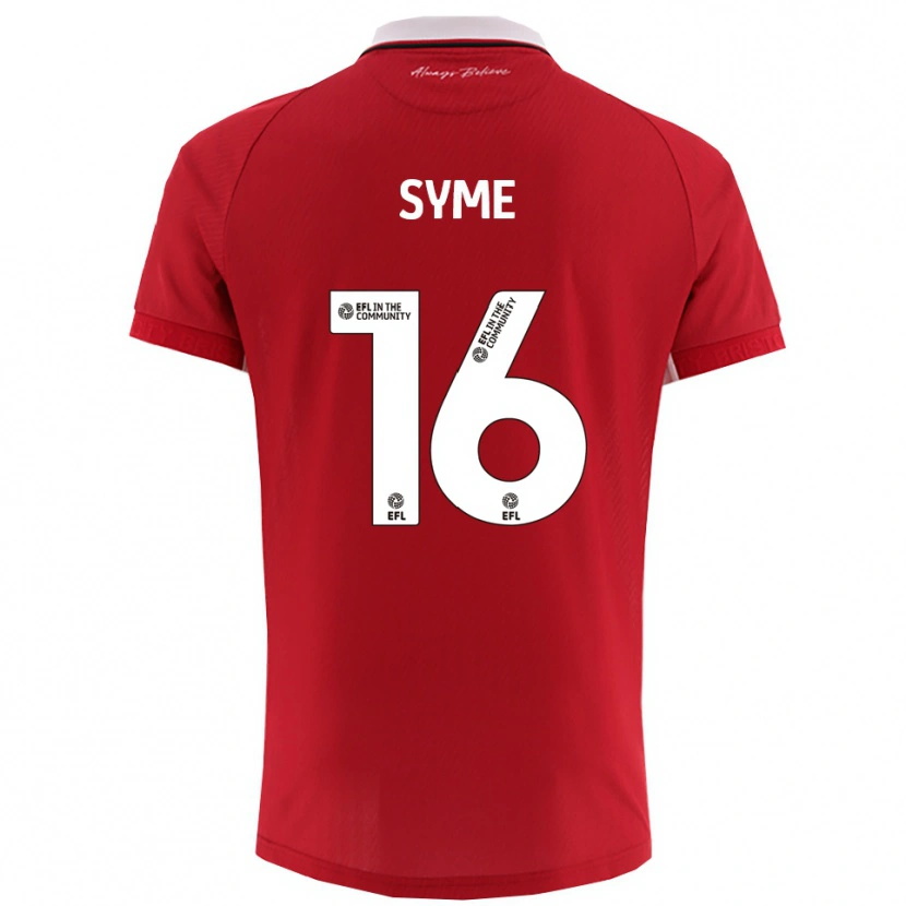 Danxen Niño Camiseta Emily Syme #16 Rojo Blanco 1ª Equipación 2025/26 La Camisa