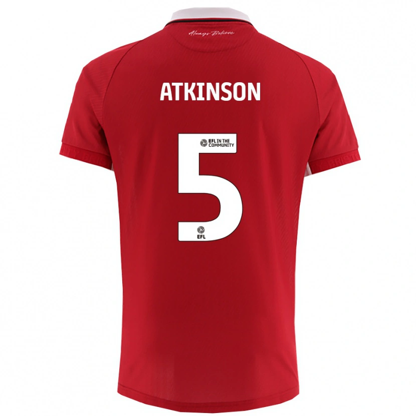 Danxen Niño Camiseta Rob Atkinson #5 Rojo Blanco 1ª Equipación 2025/26 La Camisa