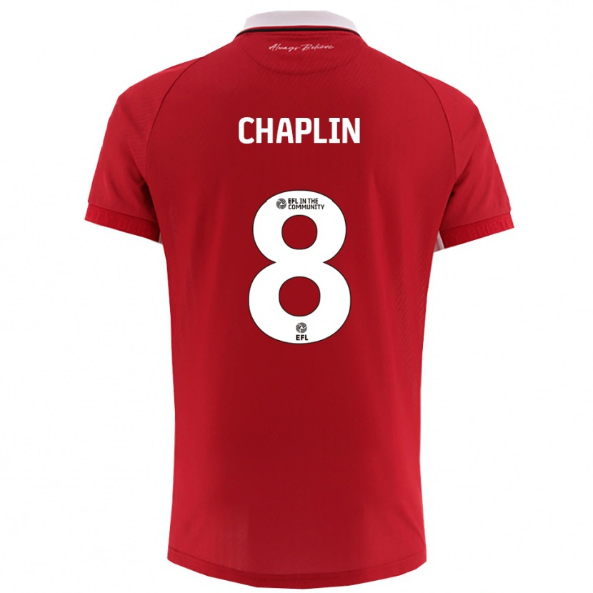 Danxen Niño Camiseta Tom Chaplin #8 Rojo Blanco 1ª Equipación 2025/26 La Camisa