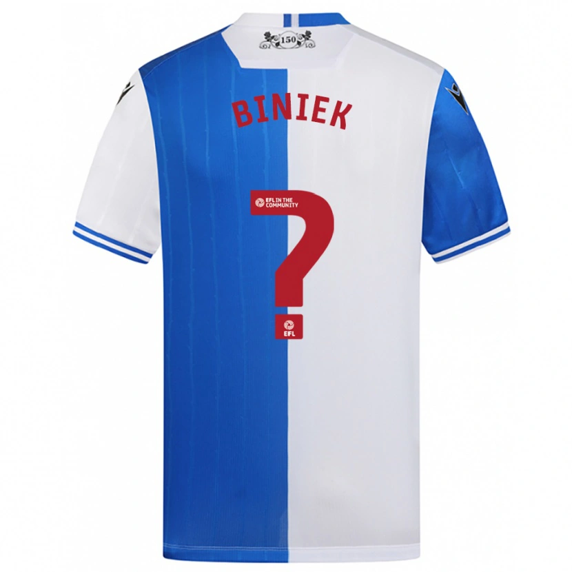 Danxen Niño Camiseta Dominik Biniek #0 Azul Blanco 1ª Equipación 2025/26 La Camisa