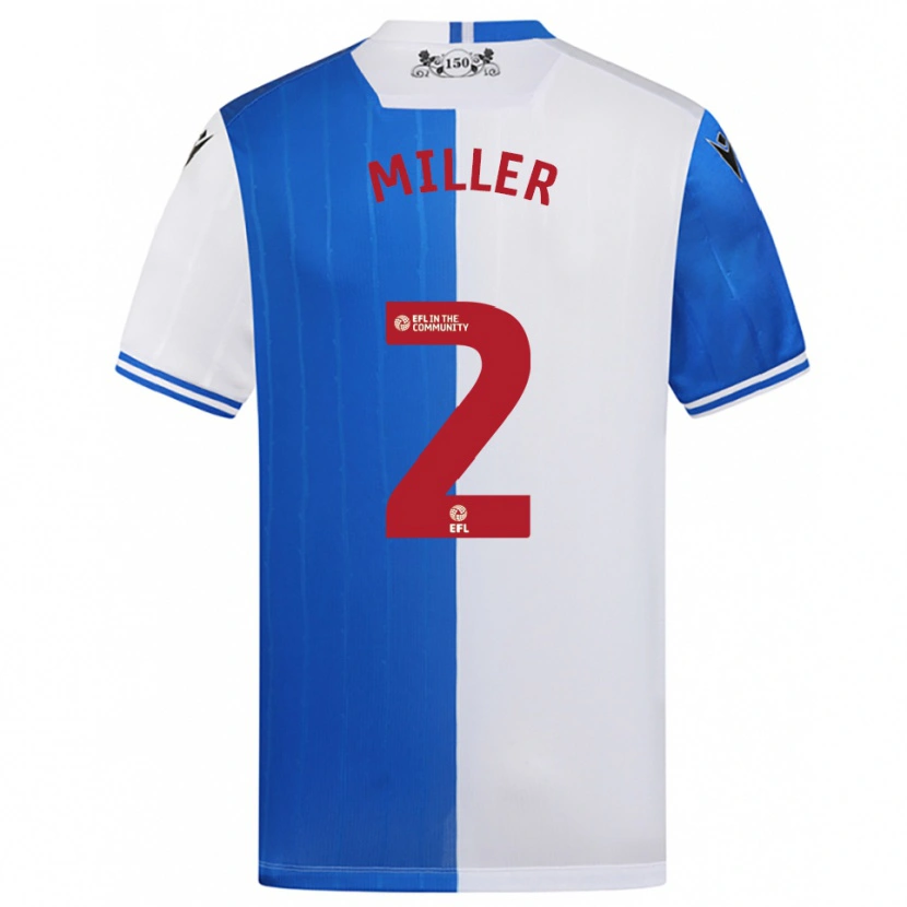 Danxen Niño Camiseta Lewis Miller #2 Azul Blanco 1ª Equipación 2025/26 La Camisa