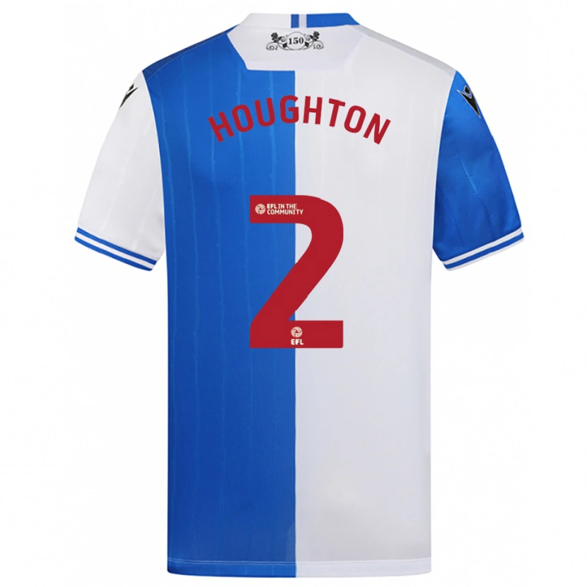 Danxen Niño Camiseta Lucas Houghton #2 Azul Blanco 1ª Equipación 2025/26 La Camisa