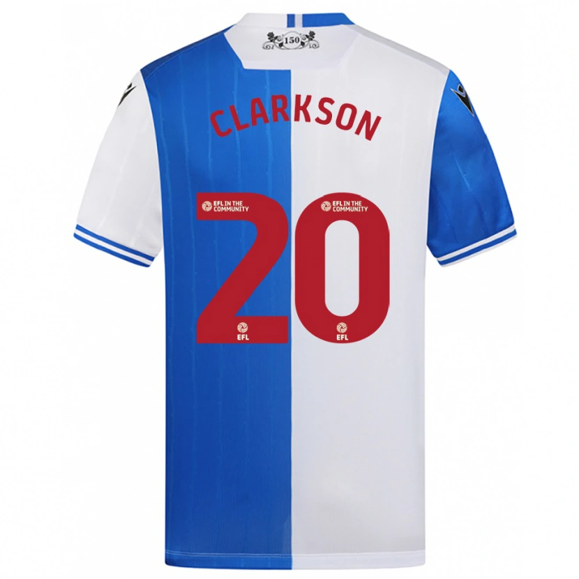 Danxen Niño Camiseta Eve Clarkson #20 Azul Blanco 1ª Equipación 2025/26 La Camisa