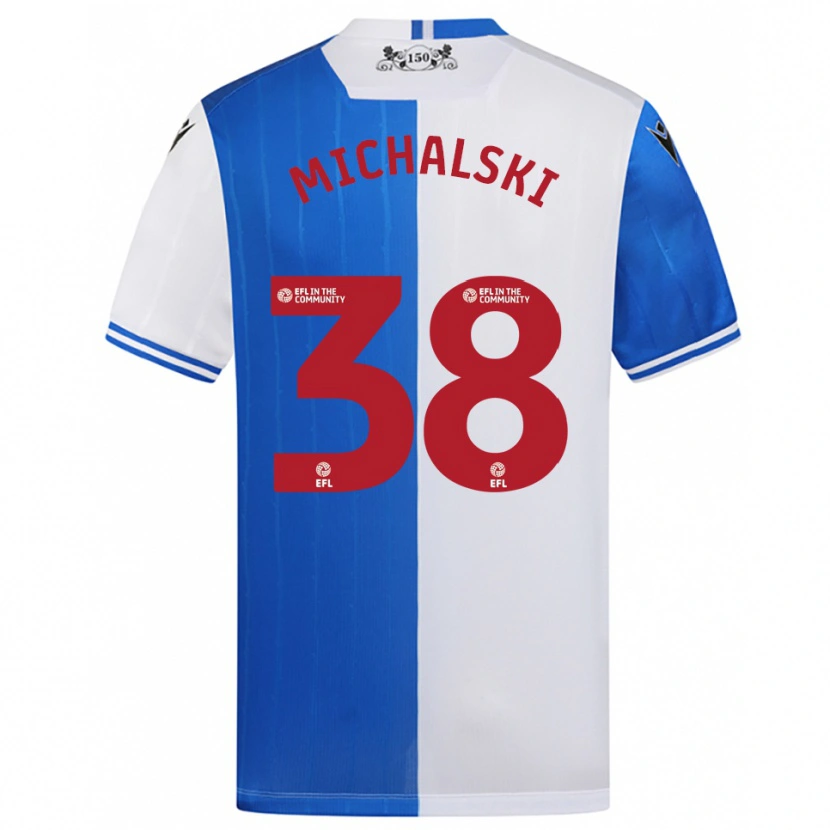 Danxen Niño Camiseta Nicholas Michalski #38 Azul Blanco 1ª Equipación 2025/26 La Camisa