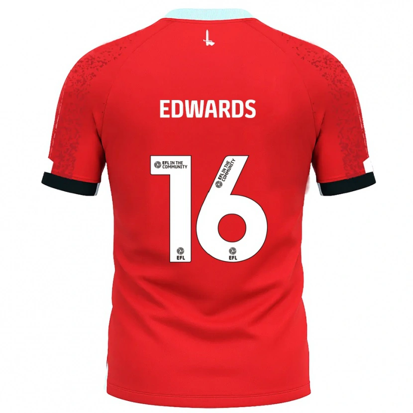 Danxen Niño Camiseta Josh Edwards #16 Rojo Blanco 1ª Equipación 2025/26 La Camisa