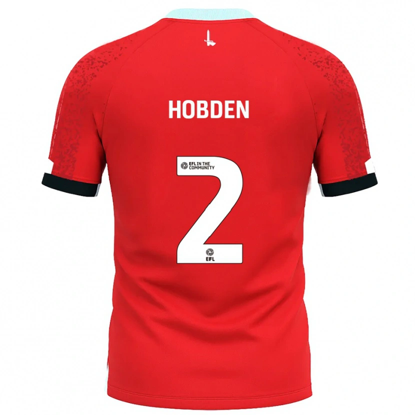 Danxen Niño Camiseta Ollie Hobden #2 Rojo Blanco 1ª Equipación 2025/26 La Camisa