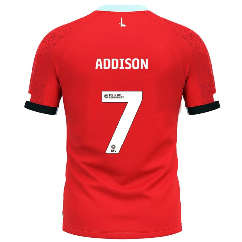 Danxen Niño Camiseta Angela Addison #7 Rojo Blanco 1ª Equipación 2025/26 La Camisa