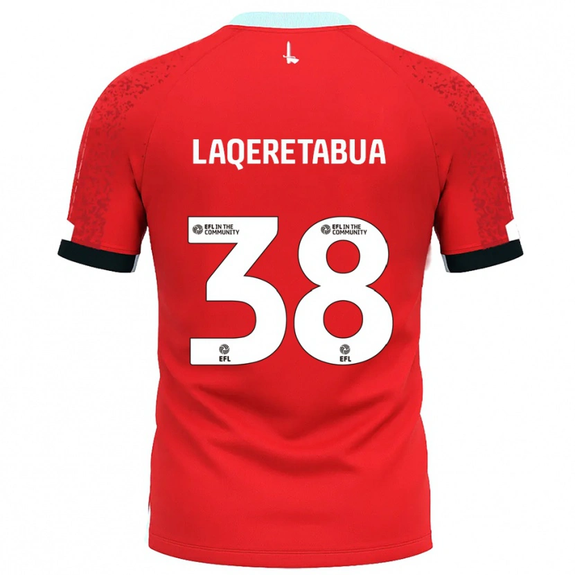 Danxen Niño Camiseta Josh Laqeretabua #38 Rojo Blanco 1ª Equipación 2025/26 La Camisa