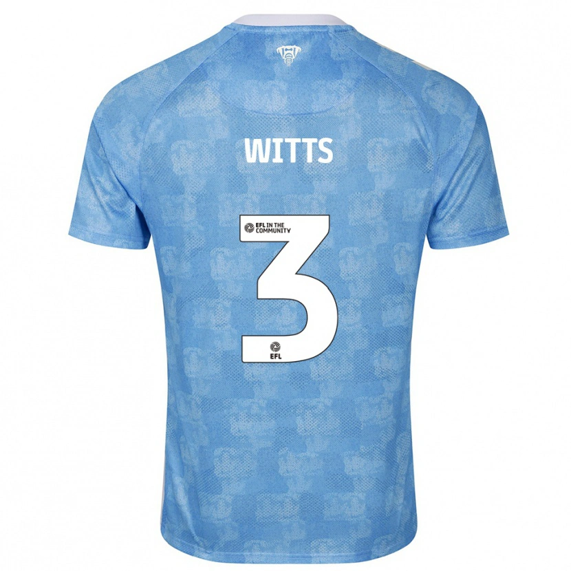 Danxen Niño Camiseta Callum Witts #3 Azul Celeste Blanco 1ª Equipación 2025/26 La Camisa
