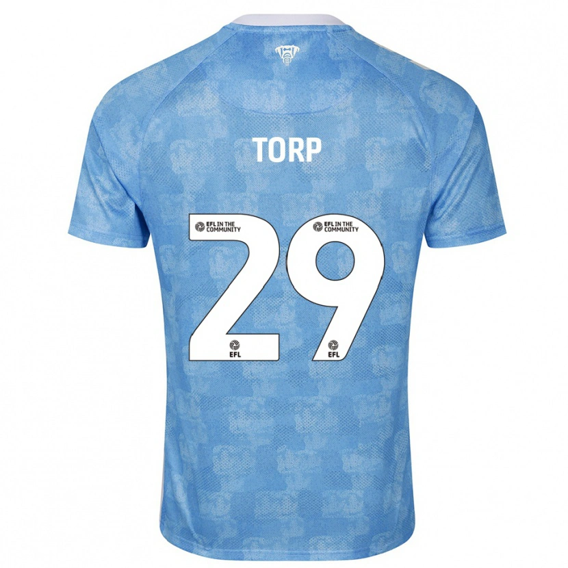 Danxen Niño Camiseta Victor Torp #29 Azul Celeste Blanco 1ª Equipación 2025/26 La Camisa