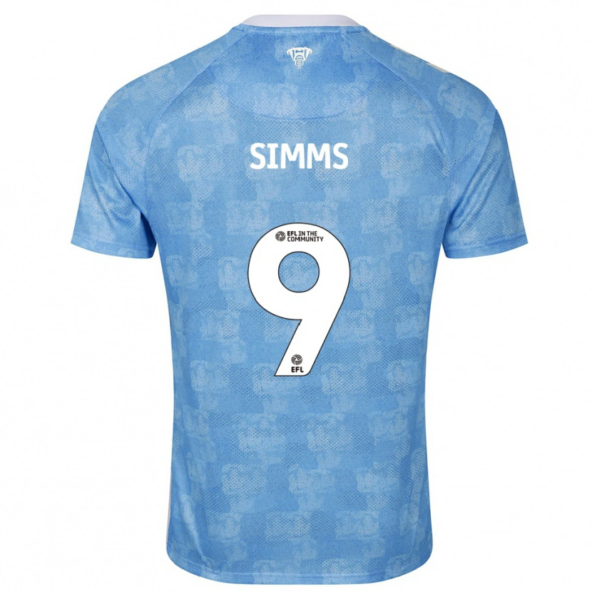 Danxen Niño Camiseta Ellis Simms #9 Azul Celeste Blanco 1ª Equipación 2025/26 La Camisa