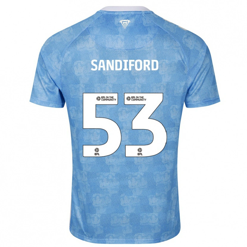 Danxen Niño Camiseta Greg Sandiford #53 Azul Celeste Blanco 1ª Equipación 2025/26 La Camisa