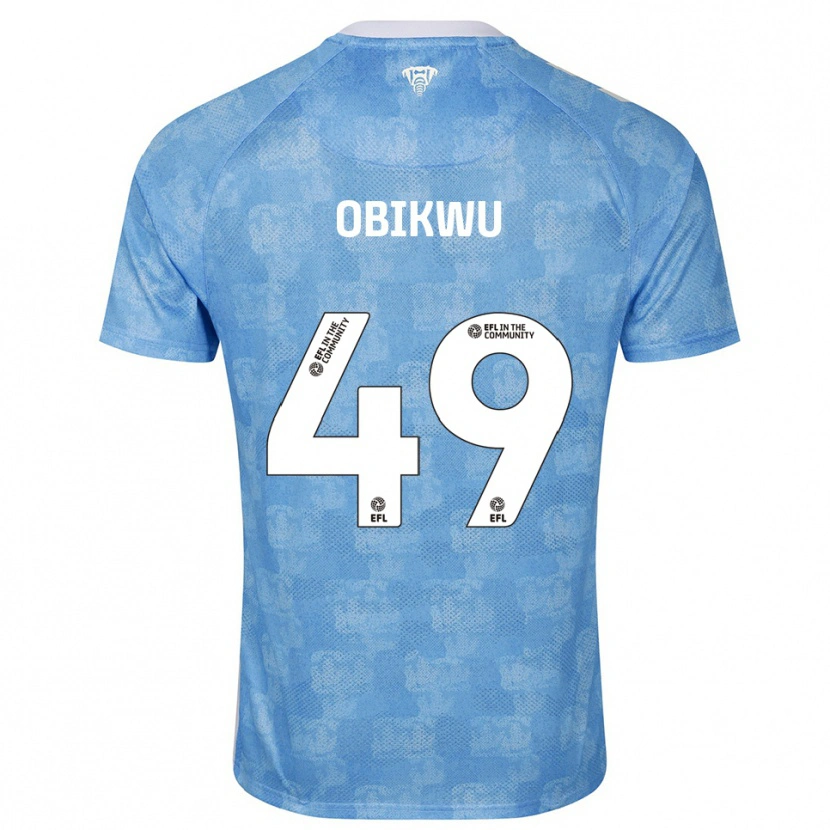 Danxen Niño Camiseta Justin Obikwu #49 Azul Celeste Blanco 1ª Equipación 2025/26 La Camisa