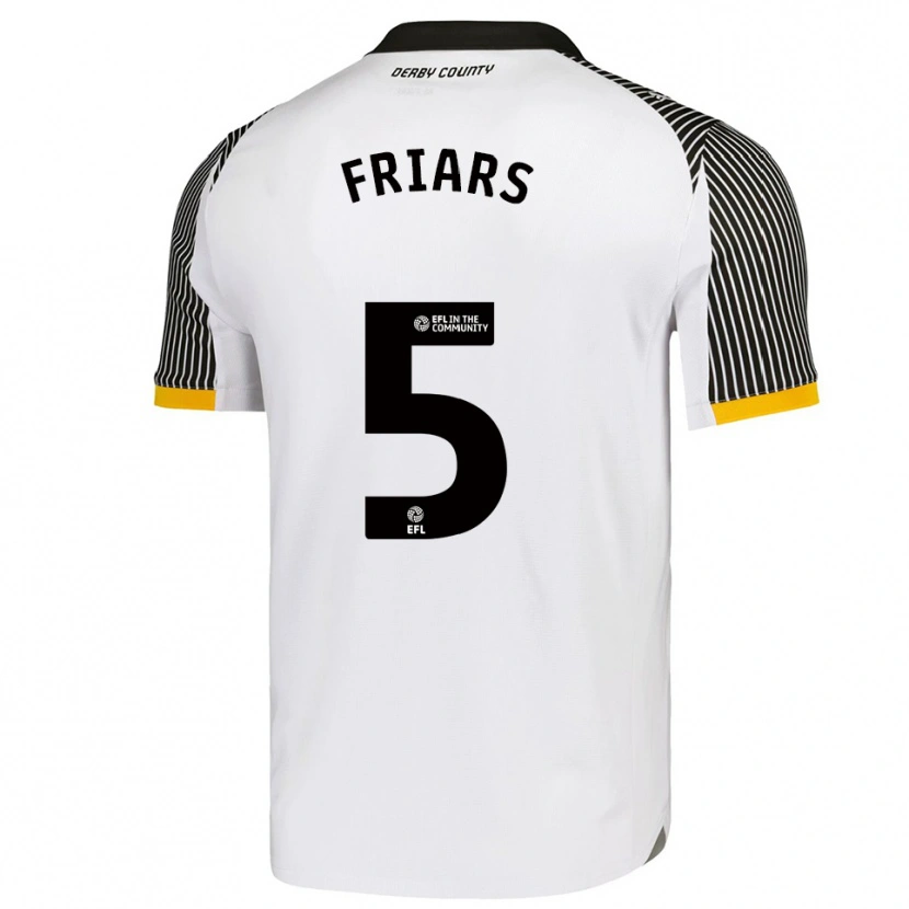 Danxen Niño Camiseta Alfie Friars #5 Blanco Negro 1ª Equipación 2025/26 La Camisa