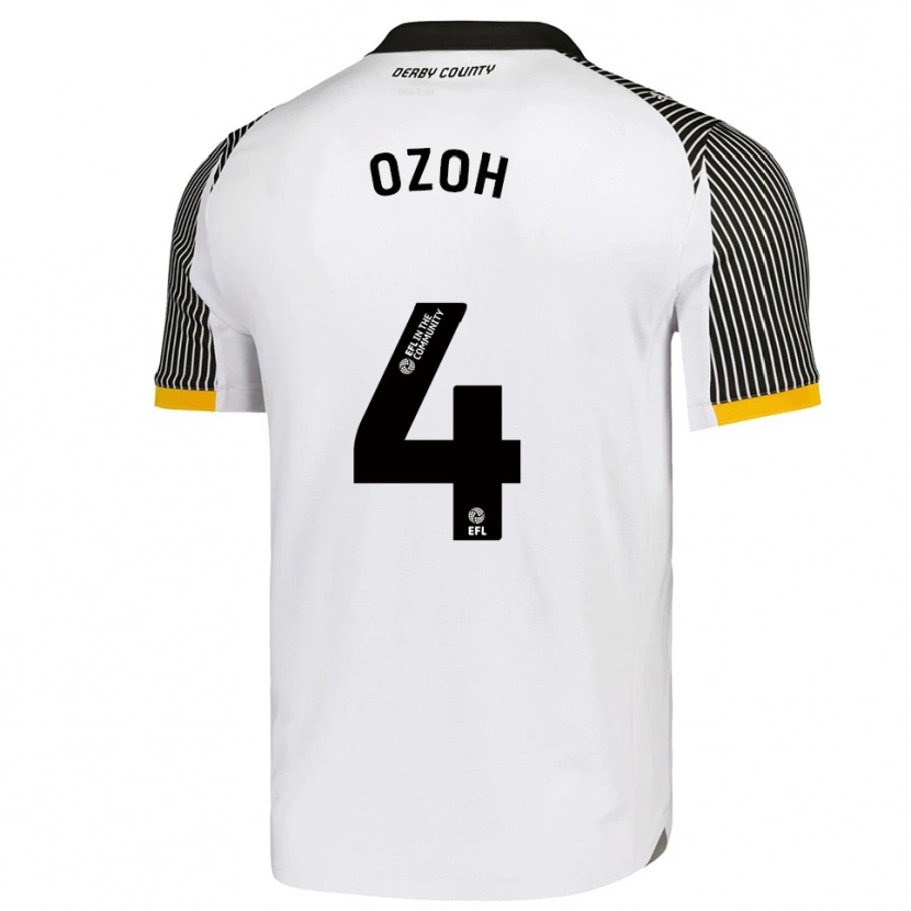 Danxen Niño Camiseta David Ozoh #4 Blanco Negro 1ª Equipación 2025/26 La Camisa