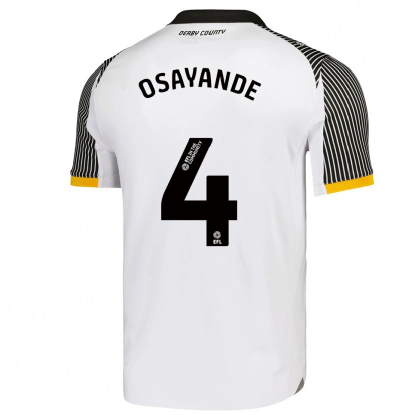 Danxen Niño Camiseta Adisa Osayande #4 Blanco Negro 1ª Equipación 2025/26 La Camisa