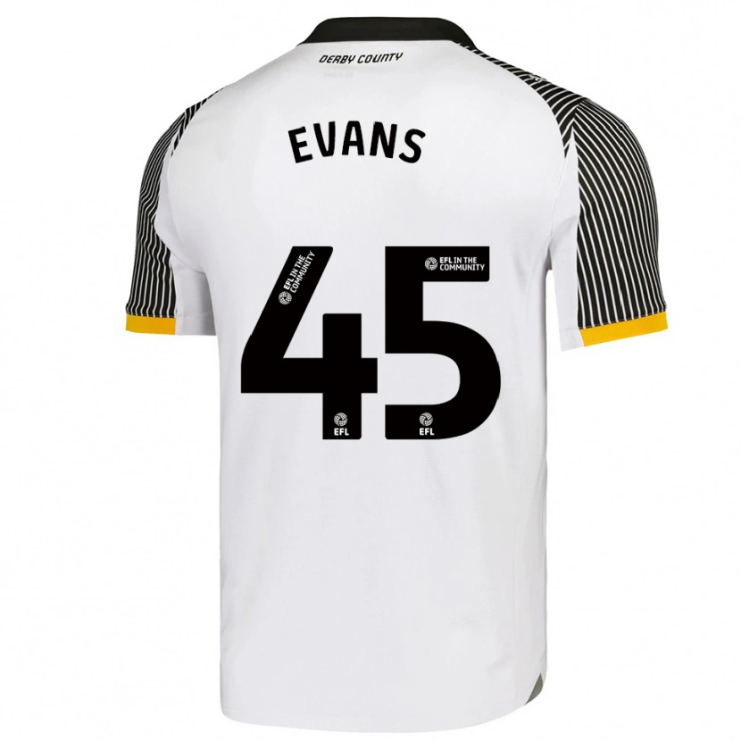 Danxen Niño Camiseta Harry Evans #45 Blanco Negro 1ª Equipación 2025/26 La Camisa