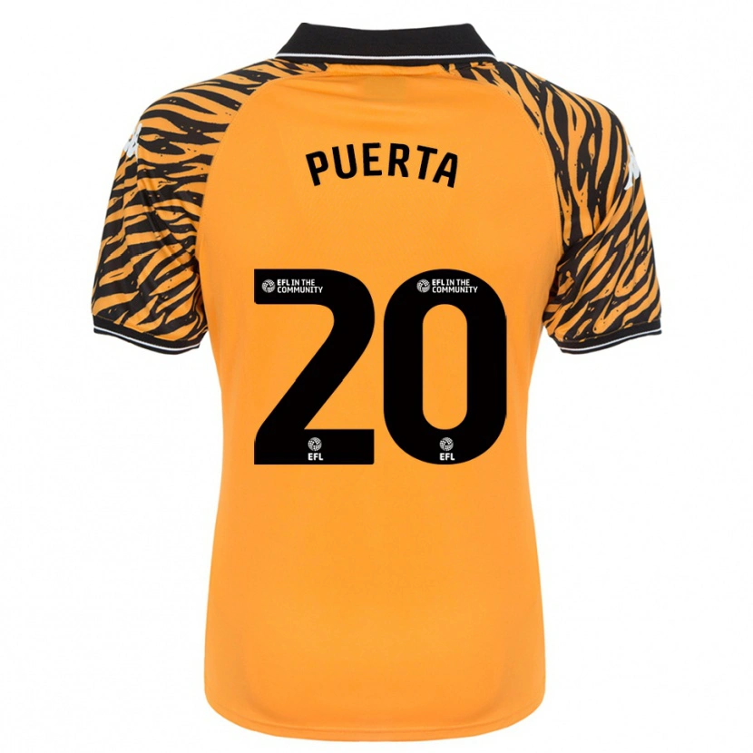 Danxen Niño Camiseta Gustavo Puerta #20 Naranja Negro 1ª Equipación 2025/26 La Camisa
