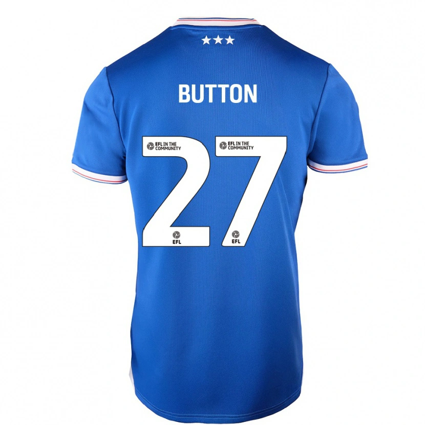 Danxen Niño Camiseta David Button #27 Azul Blanco 1ª Equipación 2025/26 La Camisa