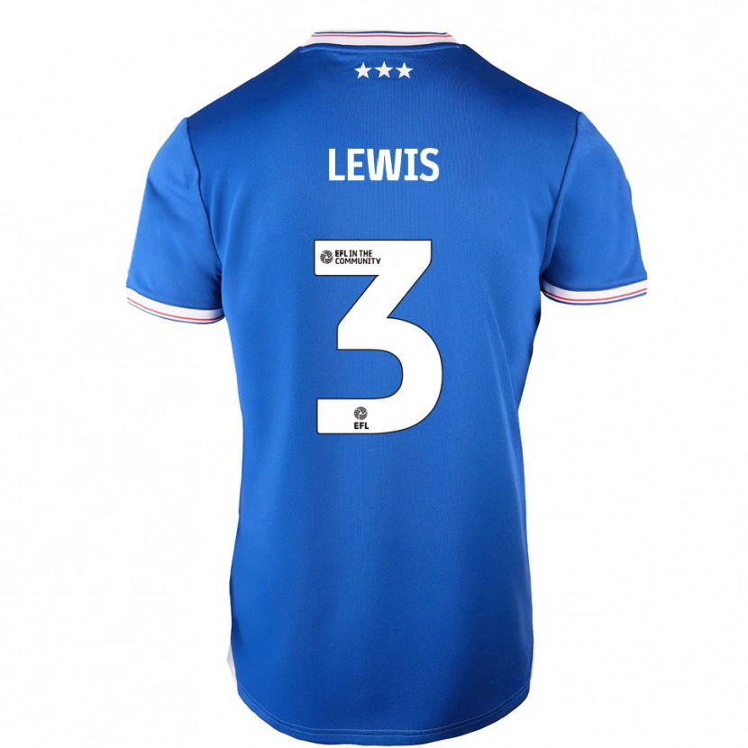 Danxen Niño Camiseta Josh Lewis #3 Azul Blanco 1ª Equipación 2025/26 La Camisa