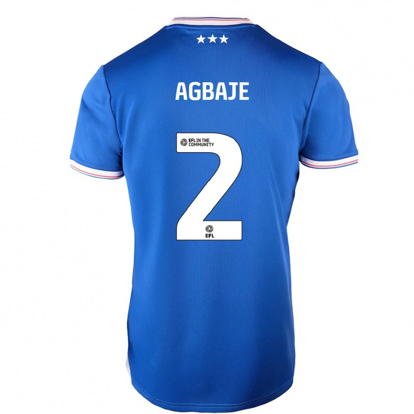 Danxen Niño Camiseta Edwin Agbaje #2 Azul Blanco 1ª Equipación 2025/26 La Camisa